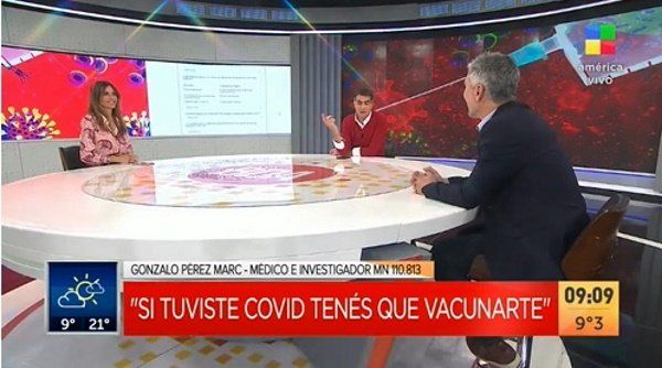 Los periodistas Antonio Laje y María Belén Ludueña, voluntarios del ensayo de la vacuna anti covid alemana Cure Vac.
