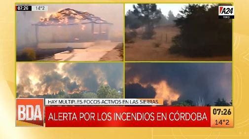 Córdoba: crece la alarma por los incendios sin tregua en las Sierras