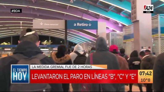 Tras dos horas de paro, se reanudó el servicio de subte de las líneas B, C y E
