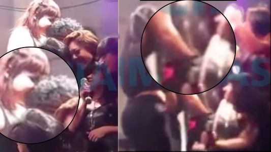 La Mona Jiménez se dejó masturbar en un escenario y le besó las lolas a una fanática