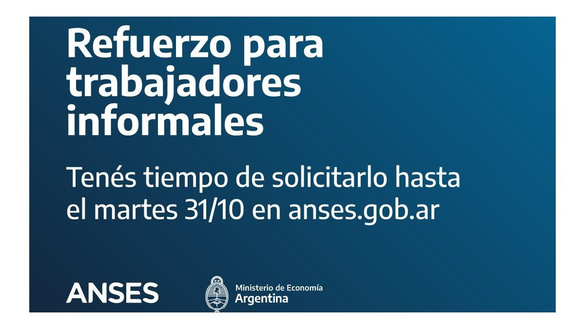 IFE: la Administraci&oacute;n Nacional de Seguridad Social puso el 31 de octubre como fecha l&iacute;mite para pedir el refuerzo (Foto "X" ANSES).