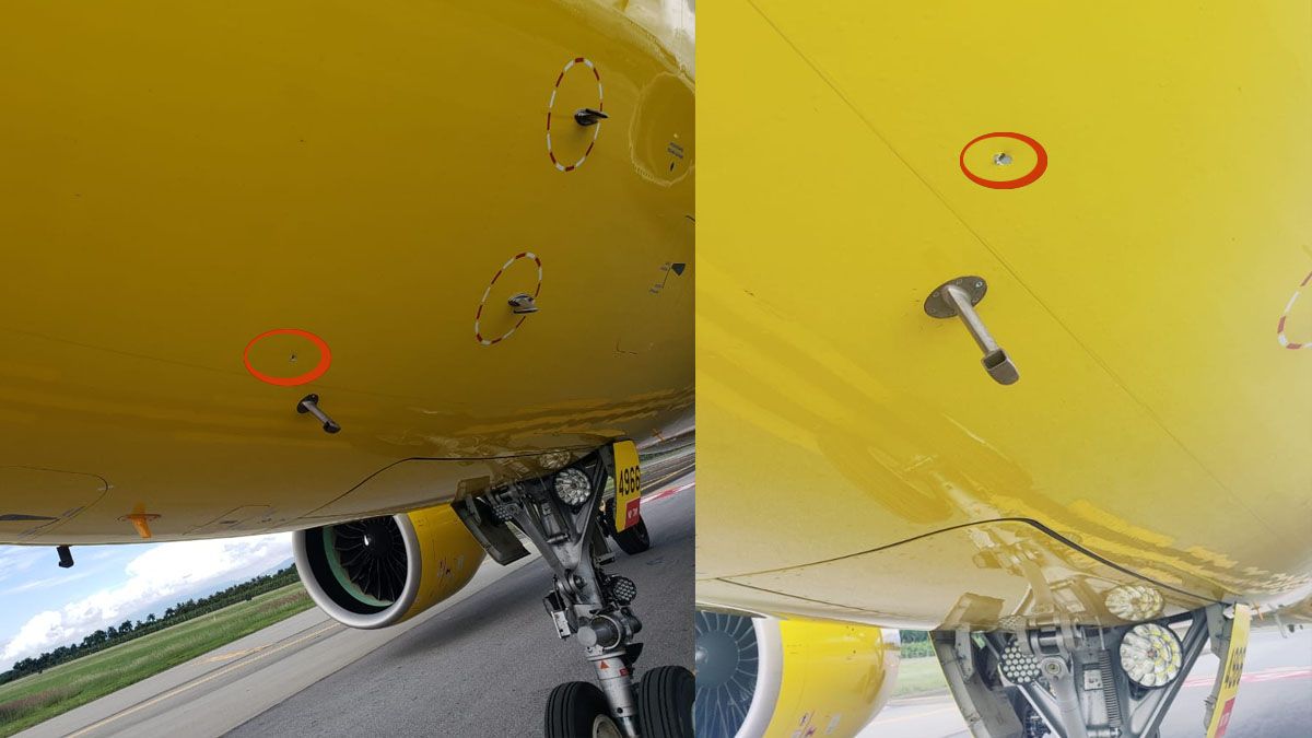 El fuselaje del avi&oacute;n de "Spirit Airlines" baleado cuando intentaba aterrizar en Puerto Pr&iacute;ncipe. (Foto: Captura de TV)