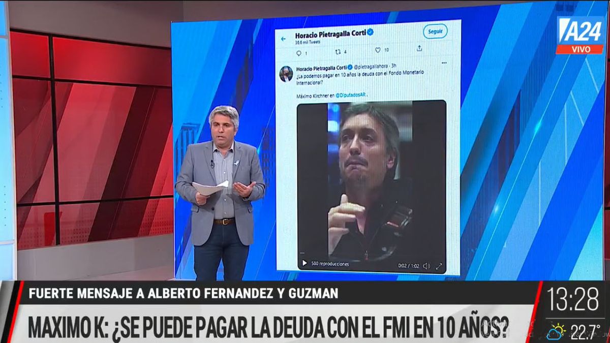 Máximo Kirchner envió un mensaje al ministro Guzmán y al presidente Fernández