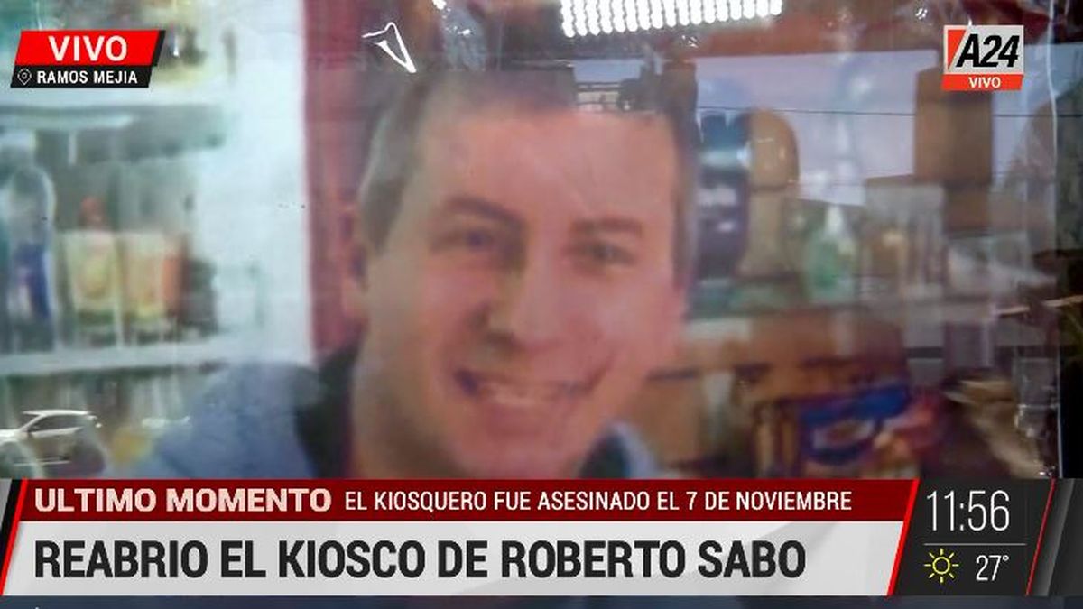 Ramos Mejía: así reabrió el kiosco tras el crimen de Roberto Sabo. (Captura de Tv)