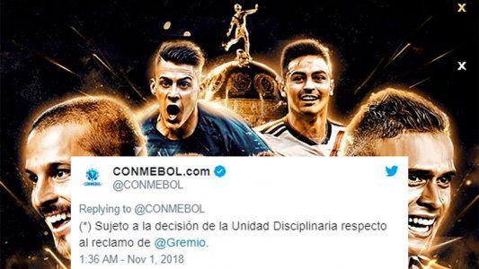 Puntos suspensivos: la Conmebol aclaró que aún no se expidió sobre el reclamo de Gremio