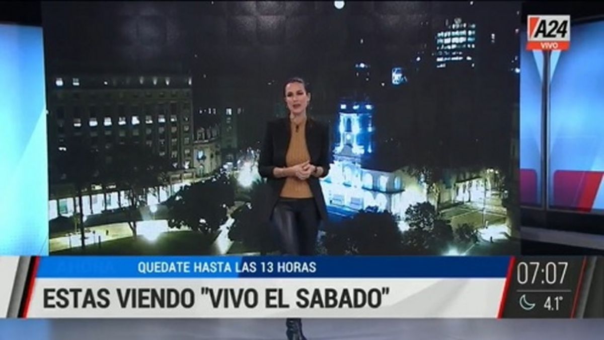 El debut de Luli Fernández en 'Vivo el sábado', el ciclo informativo de las mañanas del fin de semana en la señal A24. 