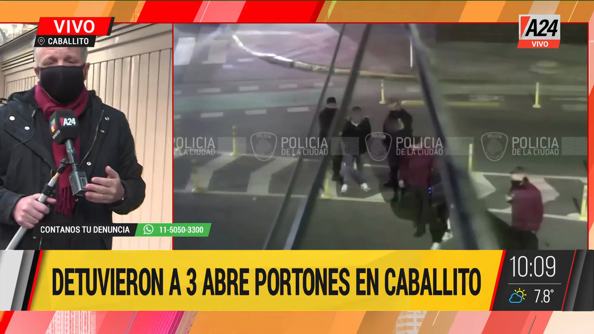 Caen tres abre portones en Caballito: dos son menores. (Captura de Tv)