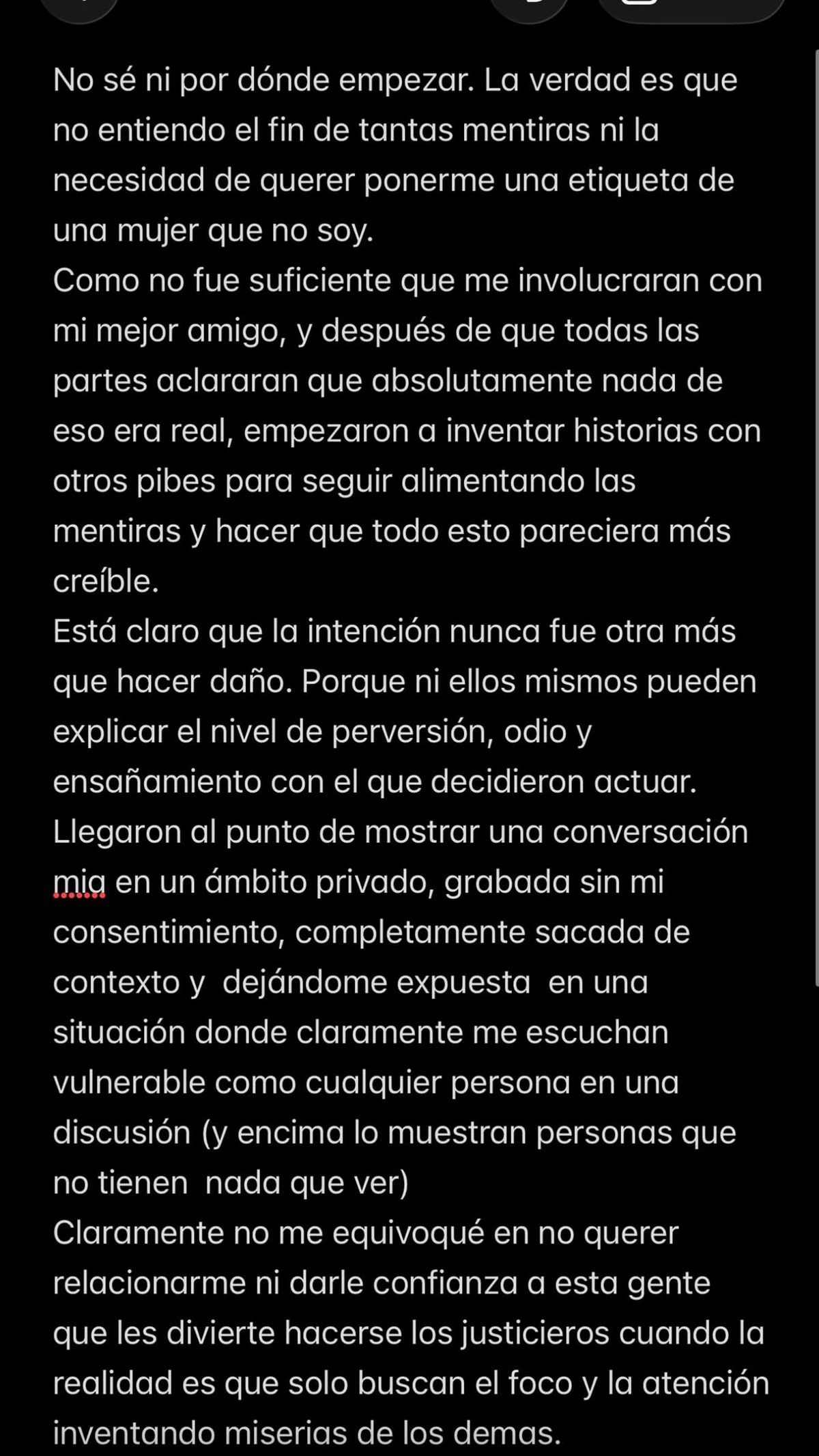 El descargo de Tuli Acosta en Instagram