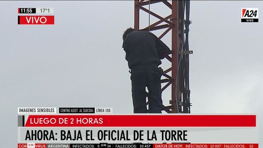 Un policía amenazó con tirarse al vacío desde una torre