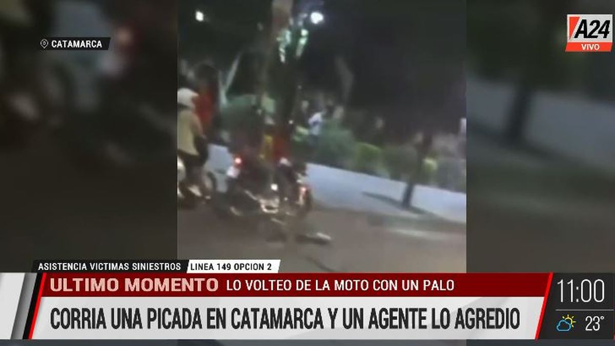 Catamarca: polémico operativo antipicadas de motos. (Captura de Tv)