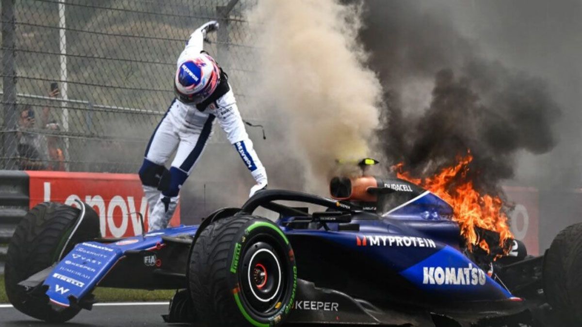 Que venga Colapinto. Logan Sargeant destruyó el viernes pasado en pruebas libres su Williams. El equipo lo cambio por el corredor argentino. (Foto: Gentileza DP)