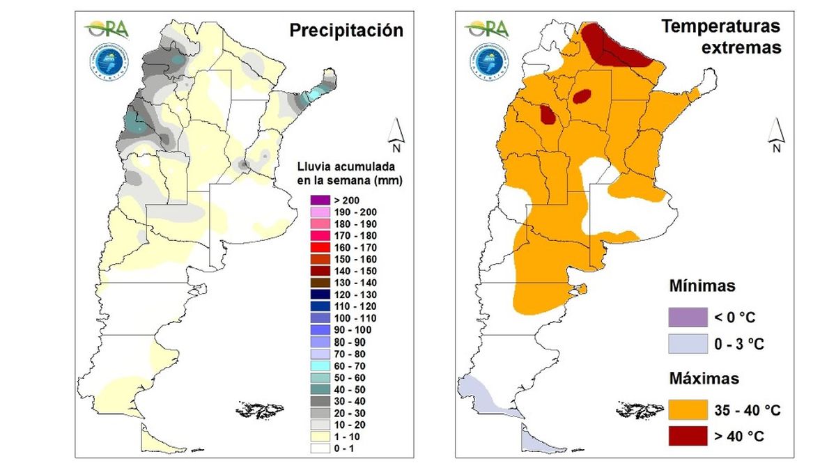 La ola de calor, una mancha naranja en gran parte del país que le pega de lleno a los cultivos. 