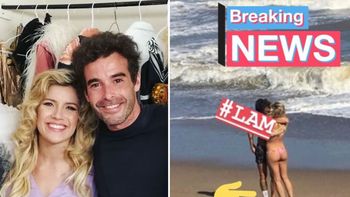 Laurita Fernández y Nicolás Cabré, románticos en las playas marplatenses