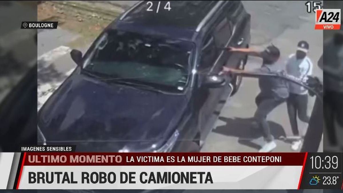 Boulogne: así le roban la camioneta a la mujer de Bebe Contepomi. (Captura de Tv)