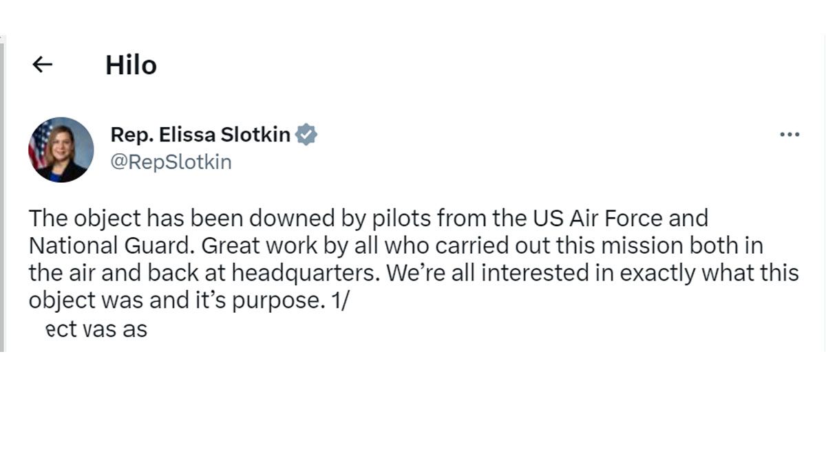 La congresista demócrata, Elissa Slotkin, se sumó a los pedidos de información sobre el objeto no identificado derribado sobre el lago Hurón por los Estados Unidos (Foto: Cuenta de Twitter de Slotkin)