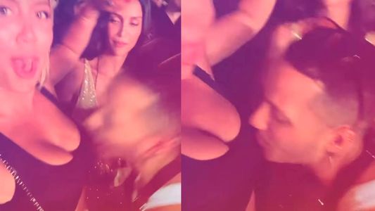 Un hombre sorprendió a Wanda Nara y le dio un beso en sus lolas