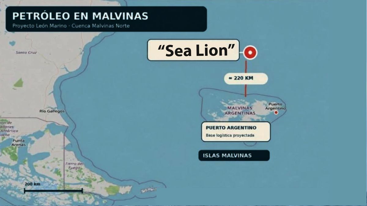 El proyecto de Sea Lion, 220 km al norte de Malvinas, en el Mar Argentino. (Foto: A24.com)