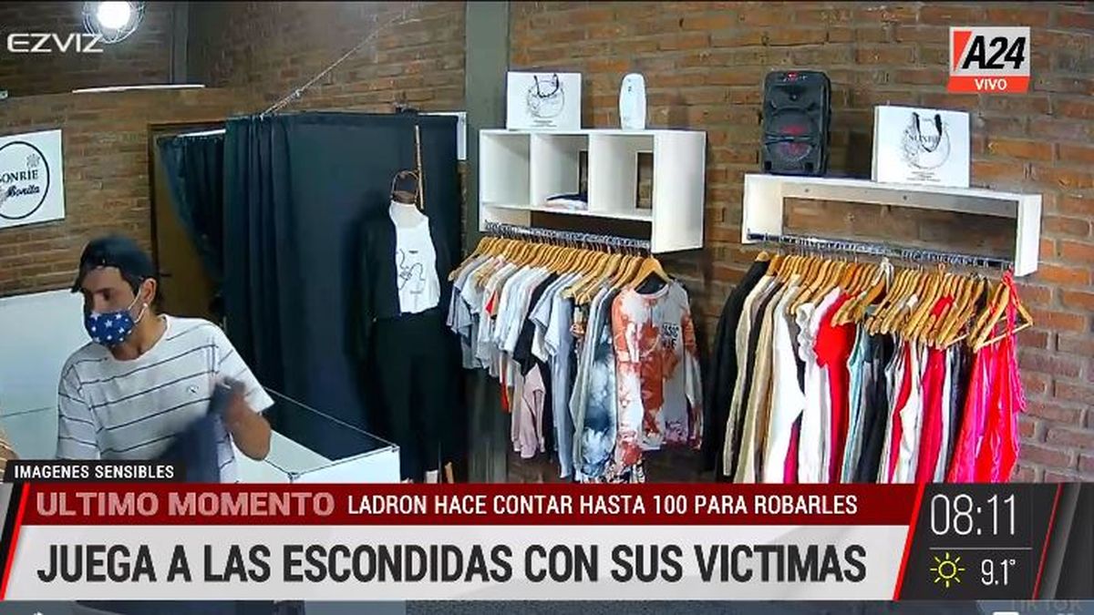 El ladrón que hace jugar a las escondidas a las víctimas. (Captura de Tv)