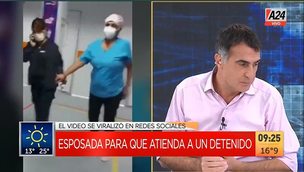 El momento en que la enfermera fue arrestada por negarse a sacarle sangre a un preso (Foto: captura de TV).