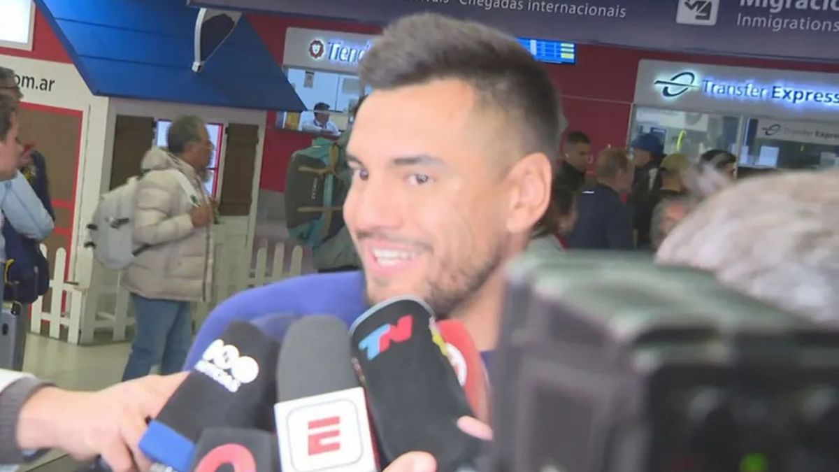 Sergio Chiquito Romero en Ezeiza tras la victoria de Boca. (Foto: captura de video)