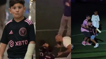 El desopilante video de Ciro Messi con un efectivo seguridad durante la presentación de su papá