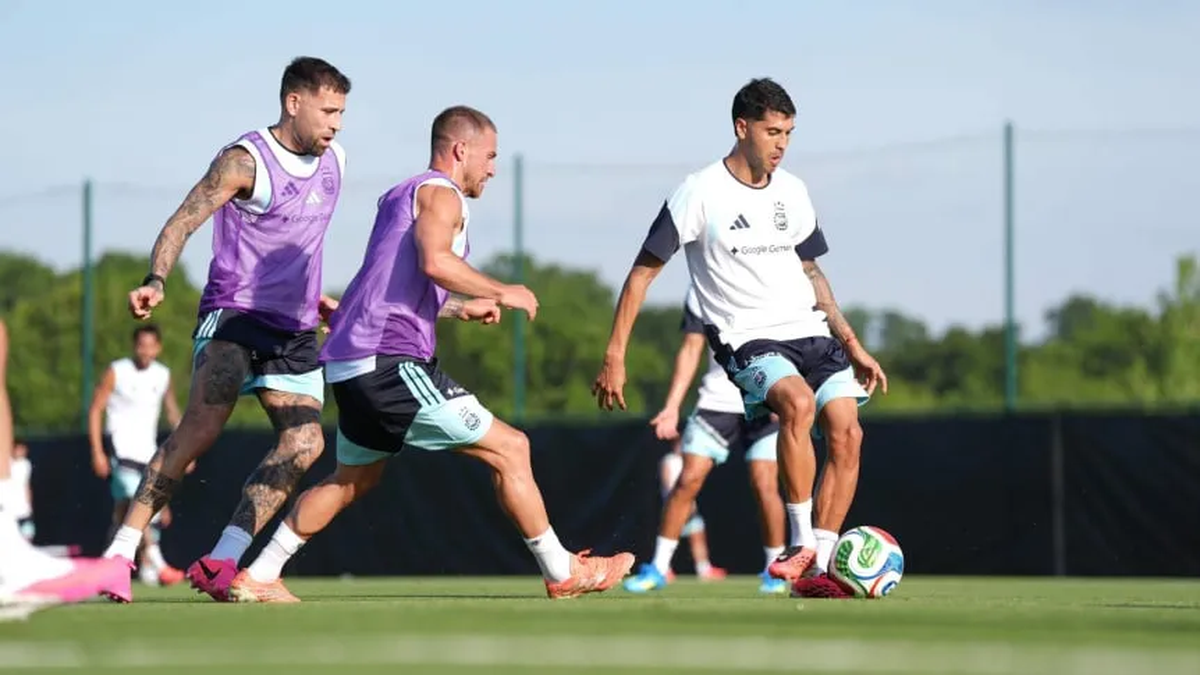 Im&aacute;genes de la pr&aacute;ctica de f&uacute;tbol de la Selecci&oacute;n Argentina en Kansas. (Foto: AFA).