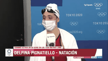 Delfina Pignatiello finalizó última en la eliminatoria de los 1500 metros libres. El resultado no era el que quería ni para el que había entrenado, expresó. Delfina Pignatiello finalizó última en la eliminatoria de los 1500 metros libres. El resultado no era el que quería ni para el que había entrenado, expresó.