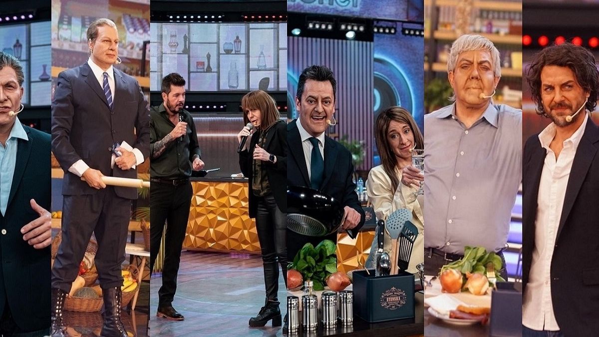 Los personajes que le dieron vida al sketch político-humorístico ´Politichef' en ShowMatch este viernes 4 de junio.