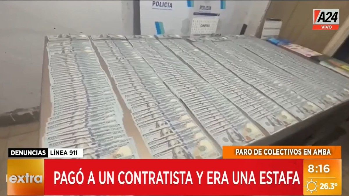 Los 72.000 dólares que le sacaron al jubilado. Foto: captura Tv.&nbsp;