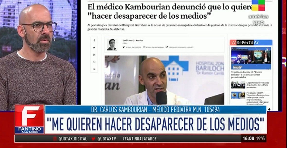 Carlos Kambourian denunció que lo quieren hacer desaparecer de los medios