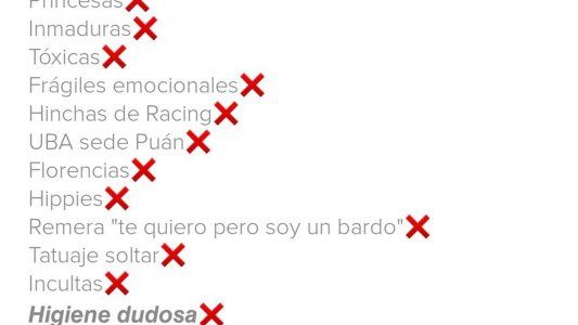 Los requisitos de Luciano: un joven hizo una lista en Tinder de las cosas que no acepta de las mujeres y se hizo viral