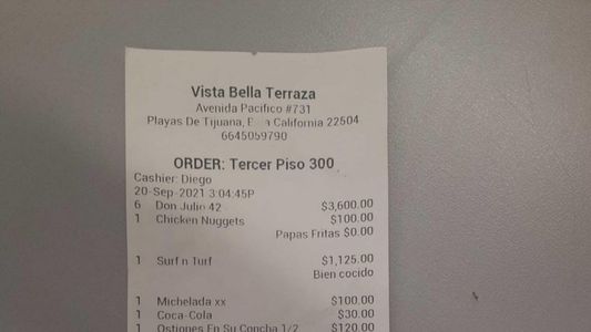 Tijuana es así: dos turistas quedaron asombrados con el detalle de  un ticket en un restaurante