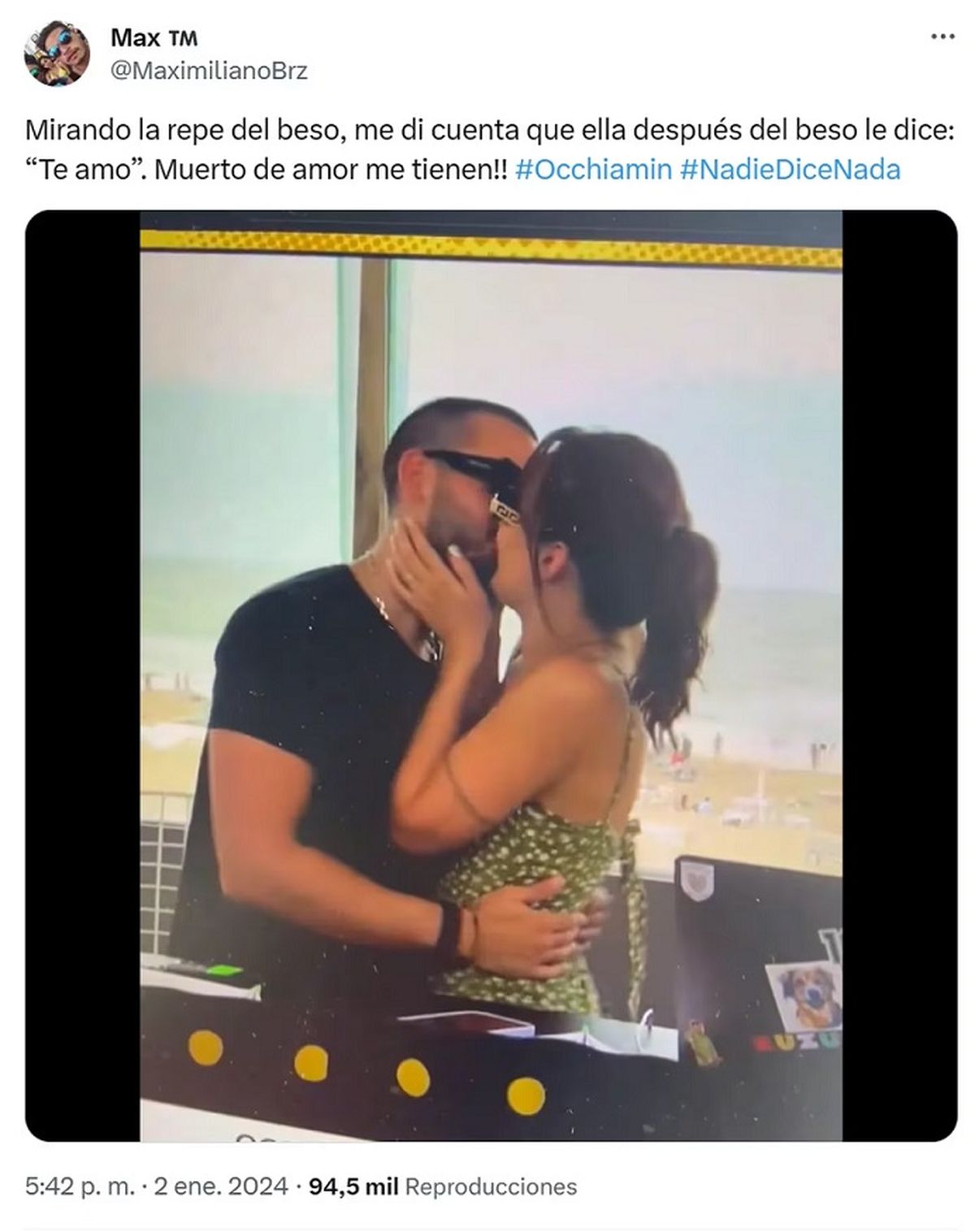 El sorprendente detalle detectado por los Occhiamin en el apasionado beso  de Flor Jazmín Peña y Nico Occhiato