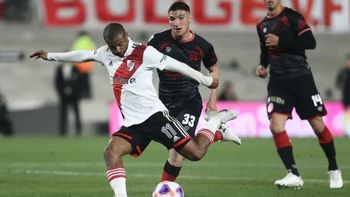 De la Cruz fue el autor del gol de River. De la Cruz fue el autor del gol de River.