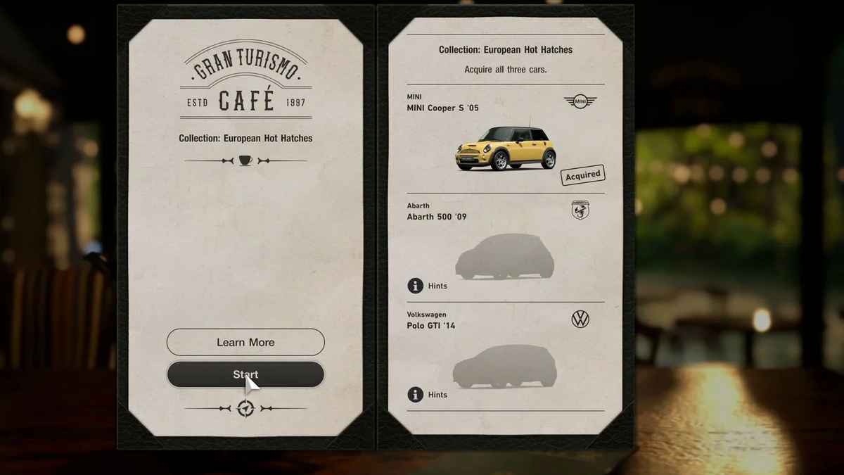 Los menús del Café nos invitan a obtener tres autos particulares.