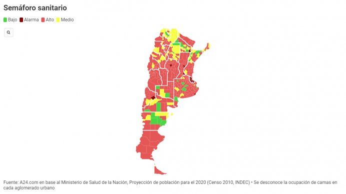 Semáforo sanitario: 91% de la gente vive en territorios que están en alarma o alto riesgo