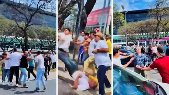 Brutal pelea entre taxistas y choferes de apps en Aeroparque: el video del enfrentamiento que se hizo viral