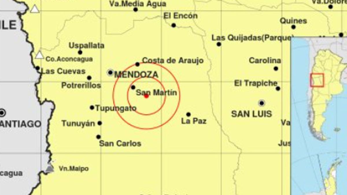 El epicentro del temblor fue a 27 kilómetros del SE de San Martín y a 69 kilómetros al sudeste de Mendoza.