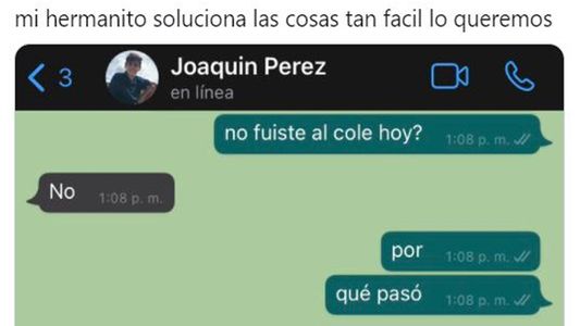 Twitter: Le preguntó a su hermano por qué no fue al colegio y recibió una increíble respuesta