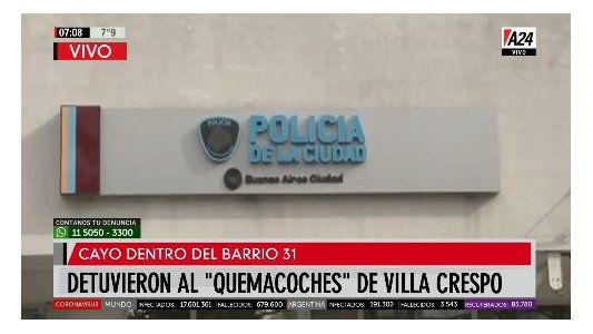 Detuvieron en el barrio 31 al pirómano de autos y motos en Villa Crespo