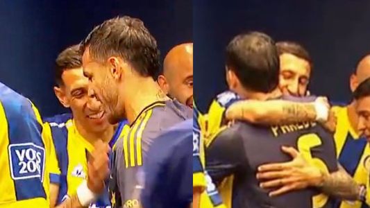 Video: el emotivo abrazo de Di María y Paredes antes de Rosario Central vs. Boca