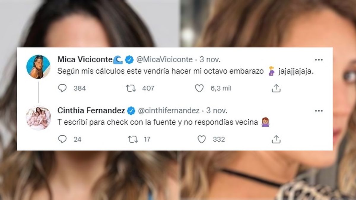 La chicana de Cinthia Fernández a Mica Viciconte vía Twitter por la  confirmación del embarazo de la novia de Fabián Poroto Cubero