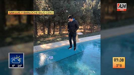Bariloche: así quedó una pileta congelada por el frío polar