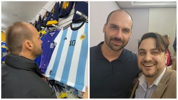 Reuniones, mensajes electorales y la 10 de Messi: la visita de Eduardo Bolsonaro a la Argentina
