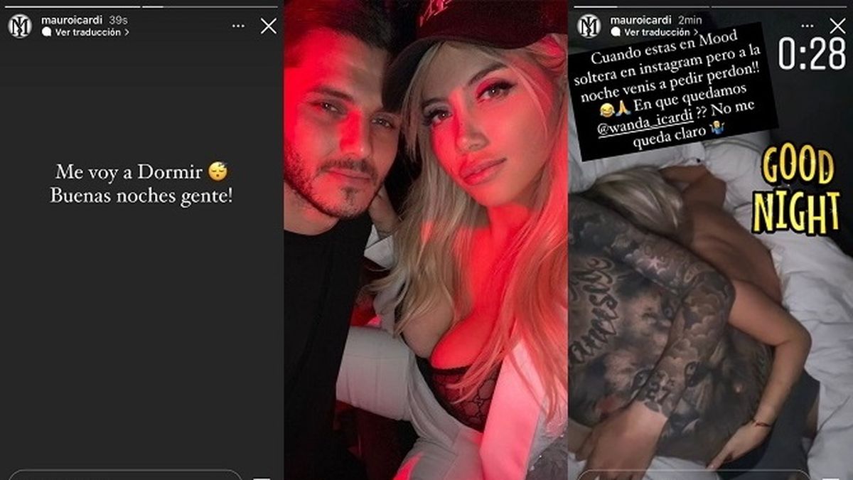 Las historias que posteó anoche Mauro Icardi desde su cuenta de Instagram, donde se lo ve abrazado a Wanda Nara desnuda en la cama.  Pero sólo duró unos minutos, porque rápidamente desaparecieron. 