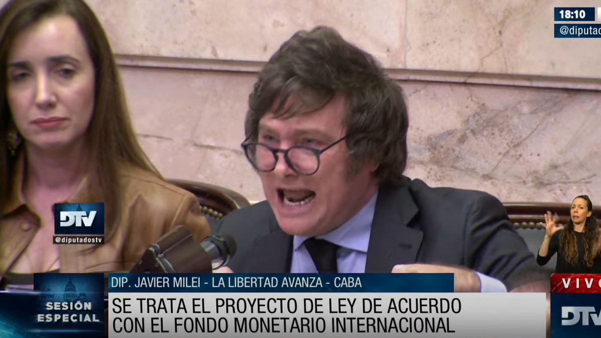 Javier Milei cargo contra todos por el acuerdo con el FMI: Estamos al borde del abismo y quieren seguir con la fiesta. (Captura)