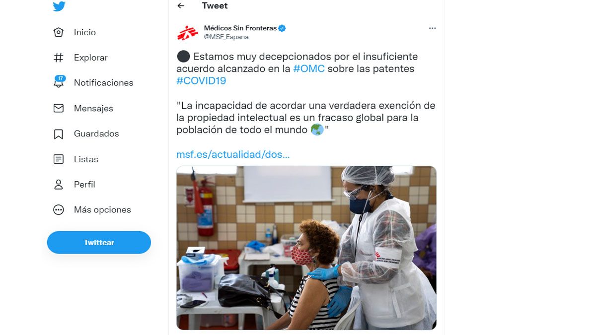 Médicos sin Fronteras, una de las primeras ONG en criticar a la Organización Mundial del Comercio por un acuerdo 