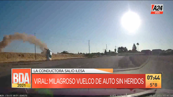 Choque, vuelco y se salvó de milagro