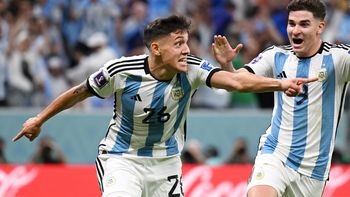 Nahuel Molina grita el gol que abrió el marcador frente a Países Bajos en el Mundial de Qatar. (Foto: FIFA). Nahuel Molina grita el gol que abrió el marcador frente a Países Bajos en el Mundial de Qatar. (Foto: FIFA).