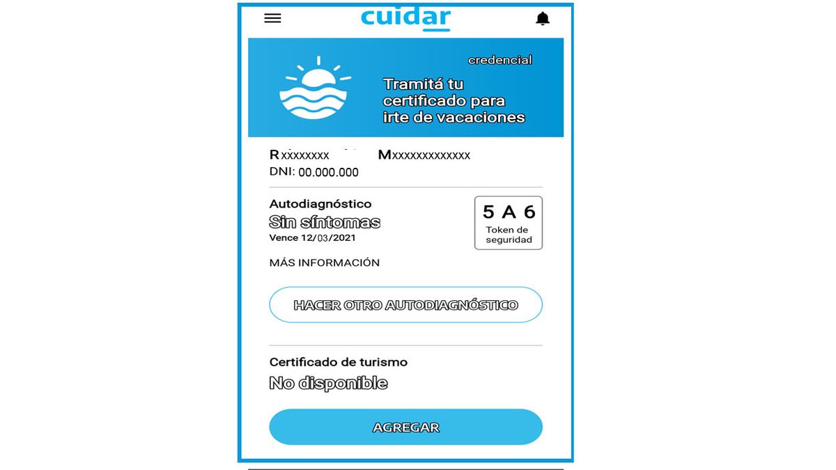 El certificado que desde la app 